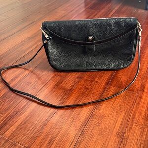 Vintage John Romain Black Leather Bag w/ Original Warranty Card USA